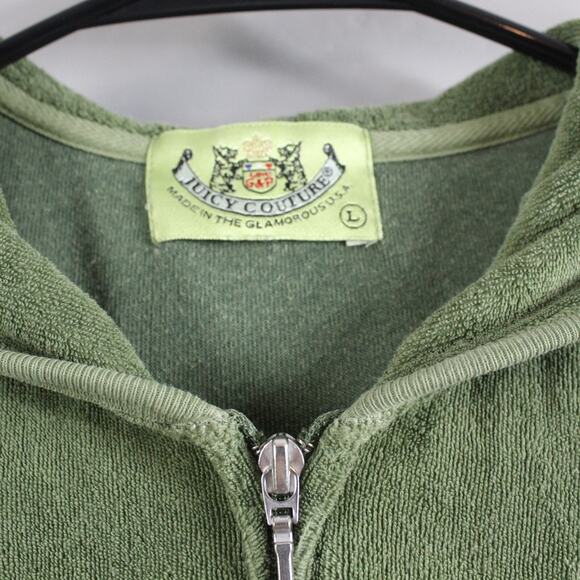 Vintage Y2K Juicy Couture M L Terry Cloth Tracksuit Flare Green Cargo Pocket - Picture 4 of 16